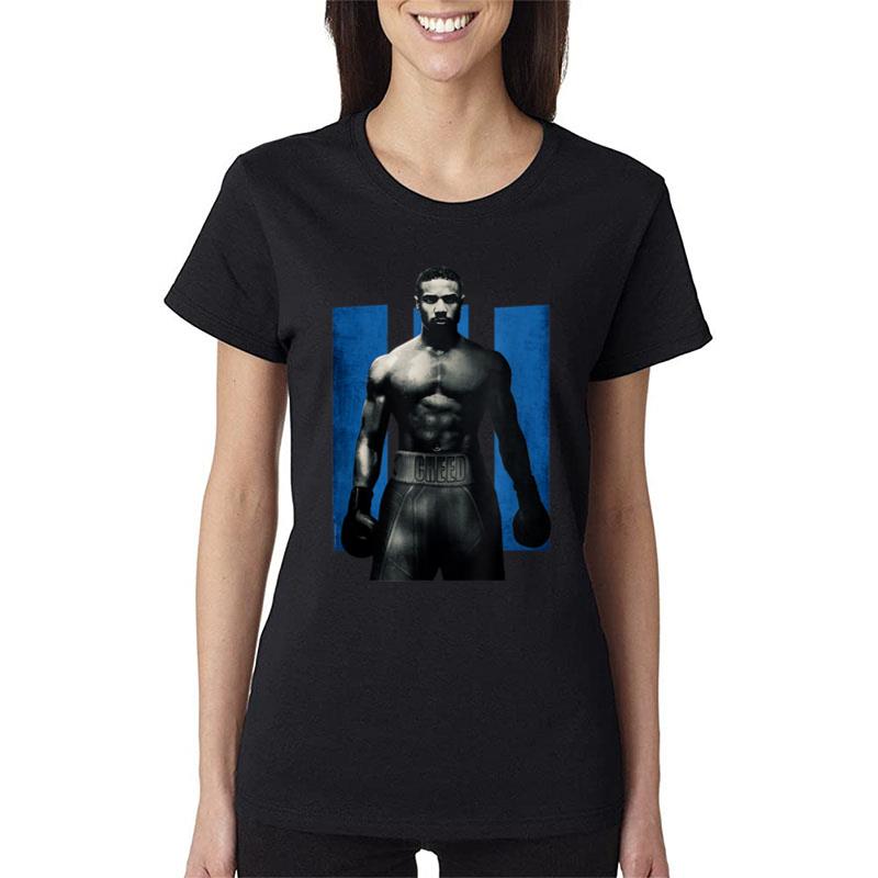 Adonis Creed Pose Faced Forward On Iii Blue Women T-Shirt