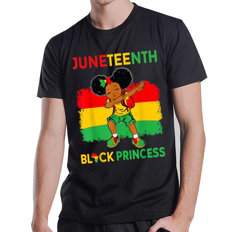 Afro Melanin Dabbing Black Princess Juneteenth T-Shirt