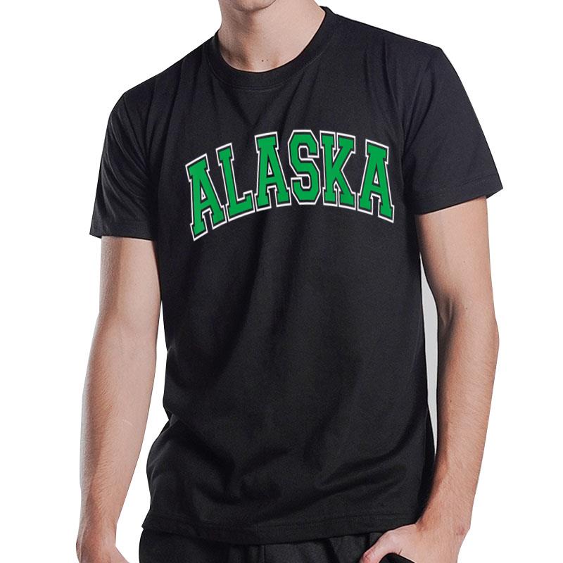 Alaska Varsity Style Green Text T-Shirt