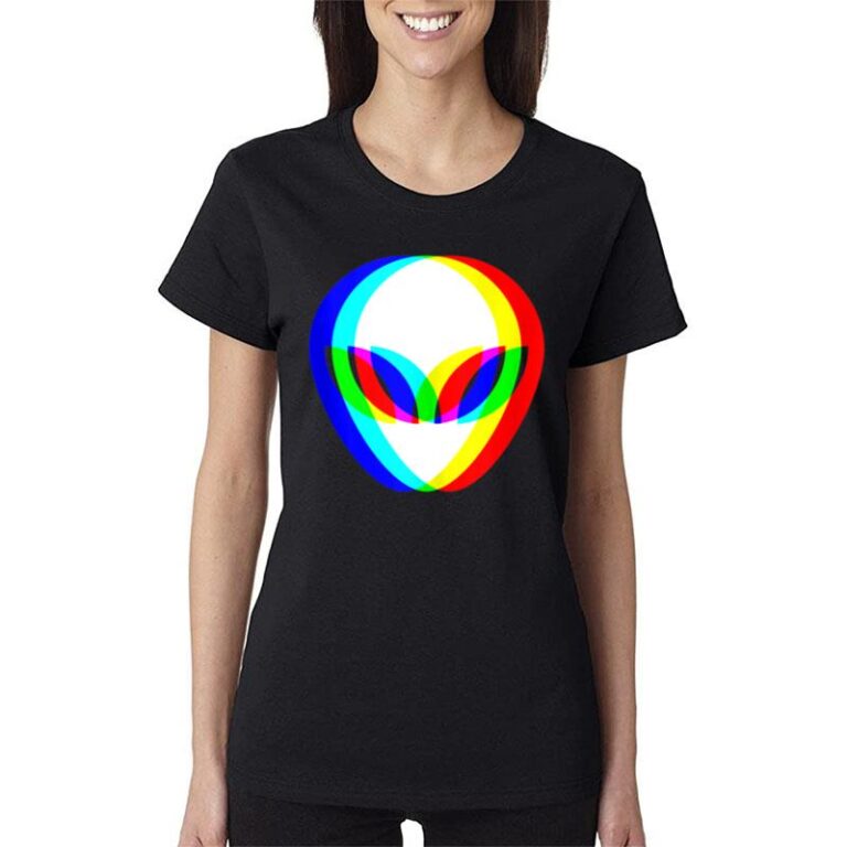 Alien Head Trippy Vaporwave Techno Rave Edm Music Festival Women T-Shirt