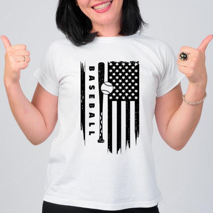 American Flag Baseball Apparel Baseball Women T-Shirt