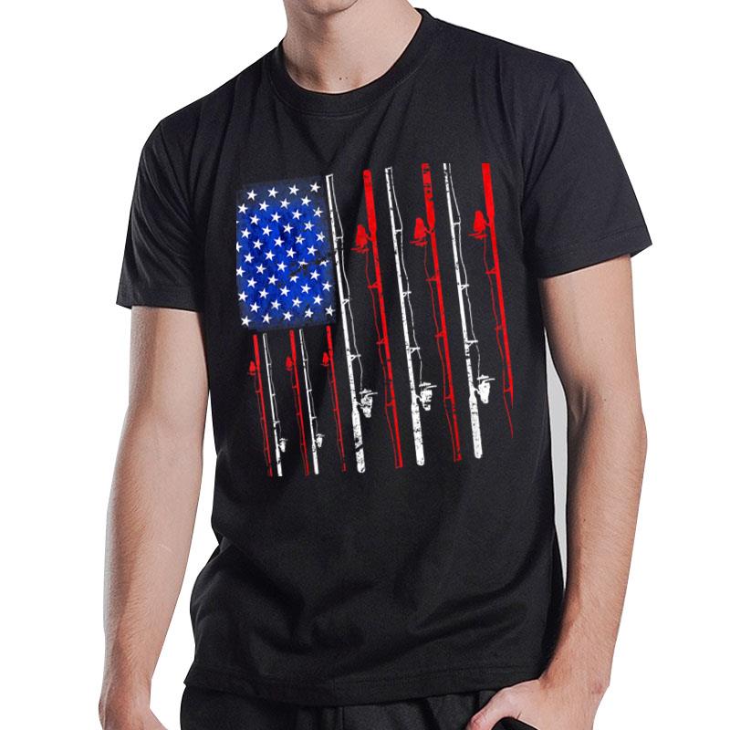 American Flag Fishing Rod Fishing Lover T-Shirt