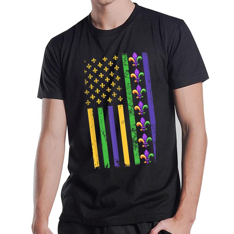 American Flag Mardi Gras Fleur De Lis?At Tuesday Mardi Gras T-Shirt