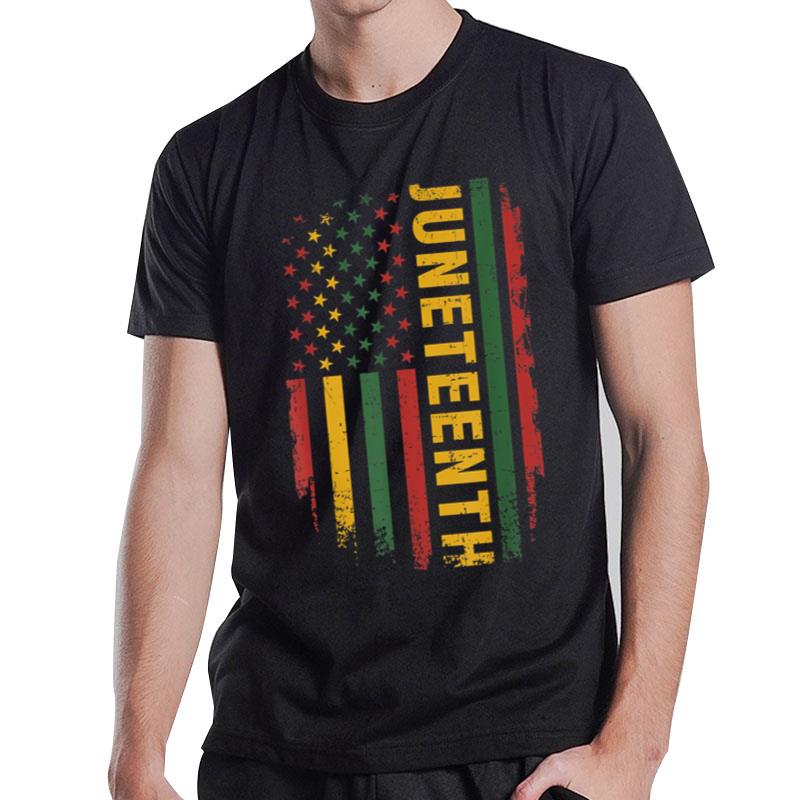 American Flag Pan African Colors For Celebrating Juneteenth T-Shirt