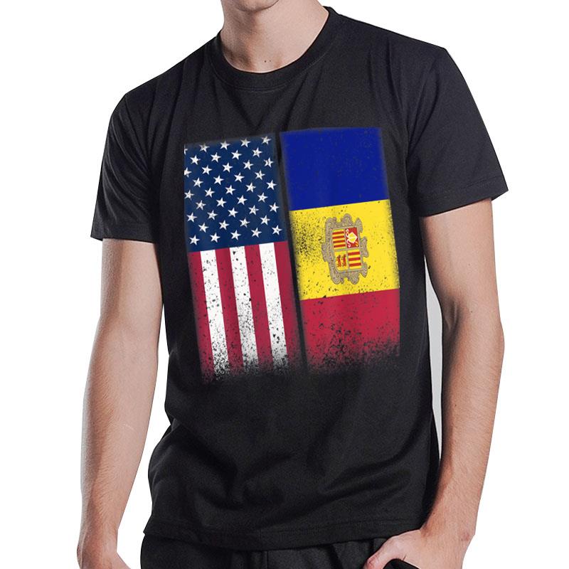 Andorra Shirt Andorran American Flags Proud Usa Andorra T-Shirt