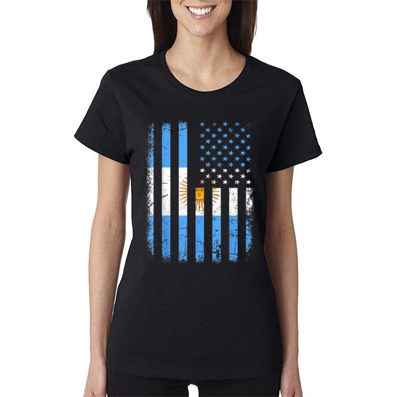Argentinian American Flag Argentinian Roots Argentina Gift Women T-Shirt