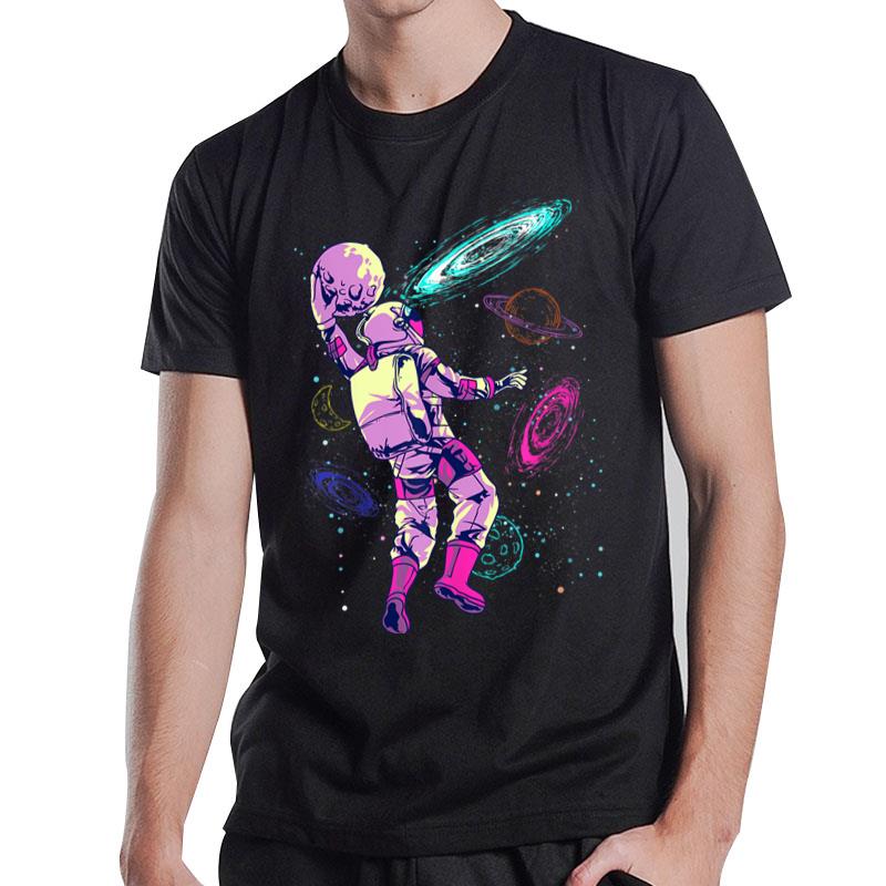 Astronaut Playing Basketball Slam Dunking In Space T-Shirt