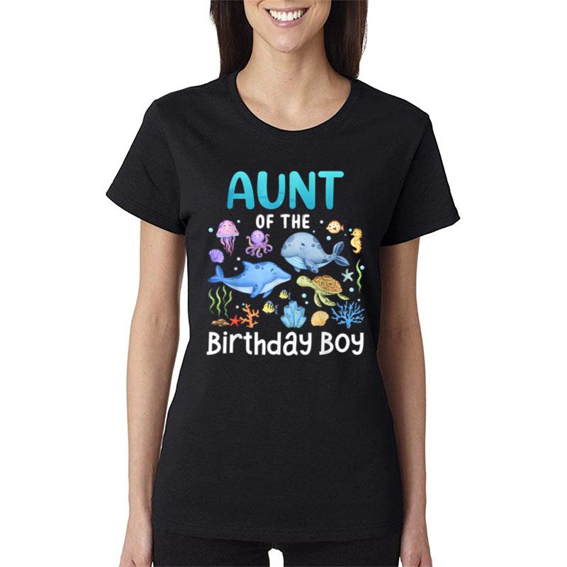 Aunt Of The Birthday Girl Sea Fish Ocean Animals Family Women T-Shirt