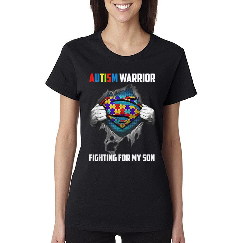 Autism Warrior Fighting For My Son Autism Mom Dad Parents Women T-Shirt