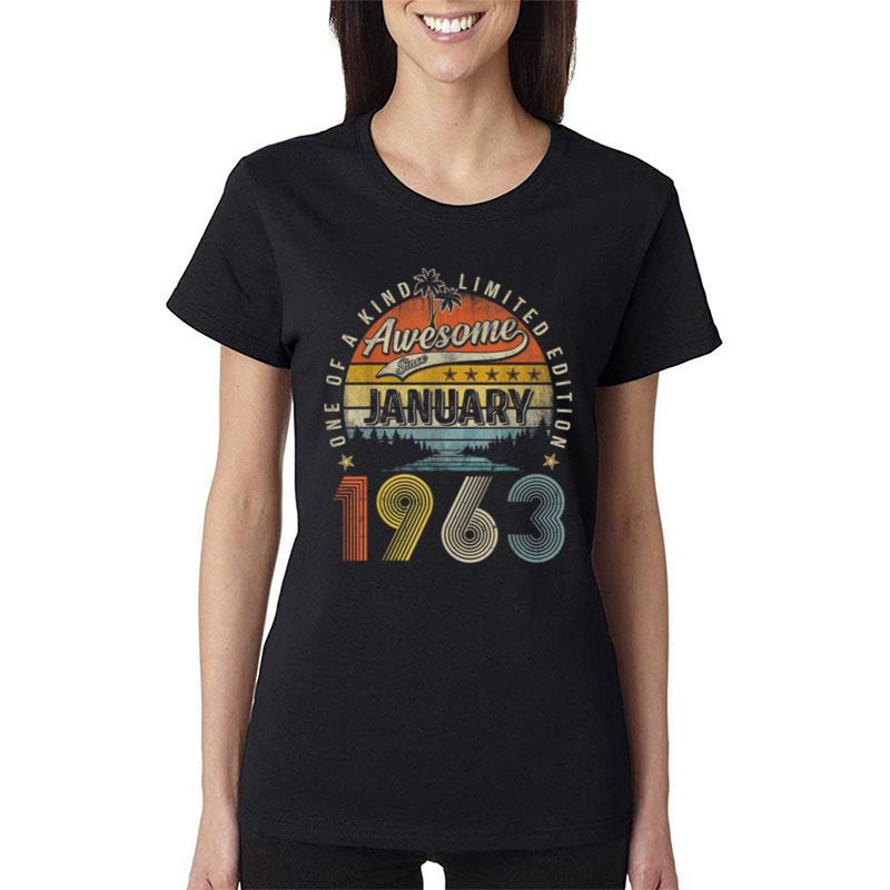 Awesome Since January 1963 60 Years Old 60Th Birthday Gifts Women T-Shirt