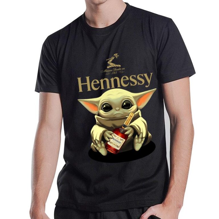 Baby Yoda Hugs Hennessy Bottle Star Wars T-Shirt