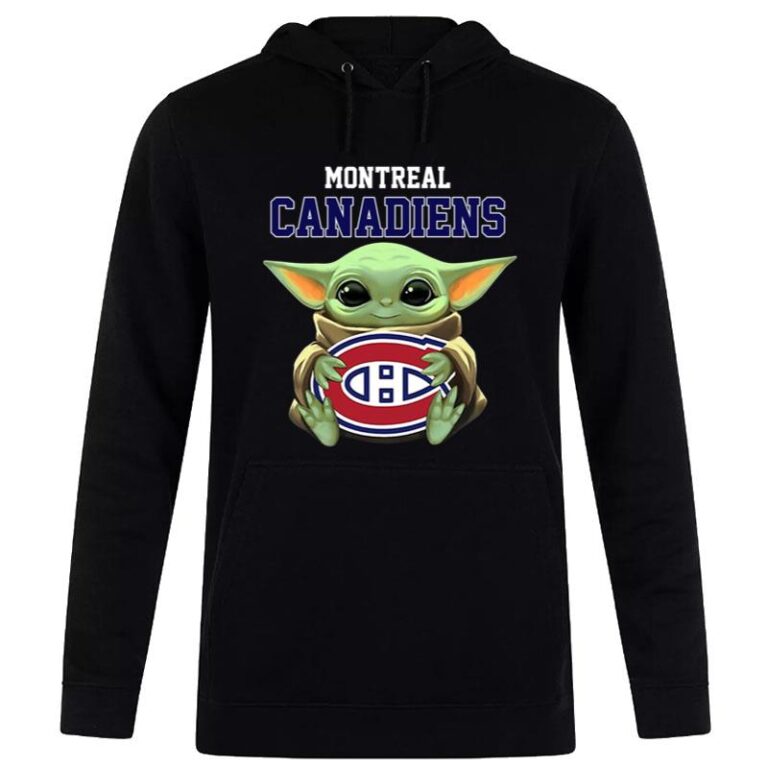 Baby Yoda Hugs The Montreal Canadiens Ice Hockey Hoodie