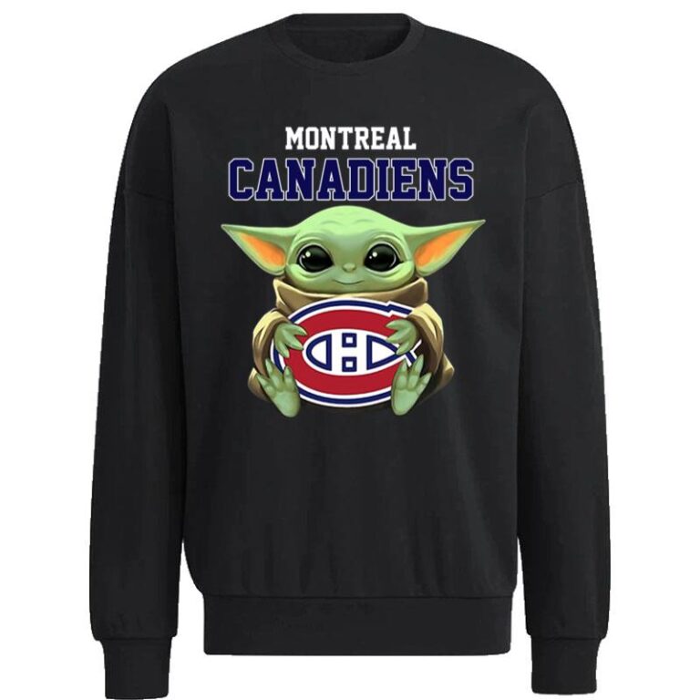 Baby Yoda Hugs The Montreal Canadiens Ice Hockey Sweatshirt