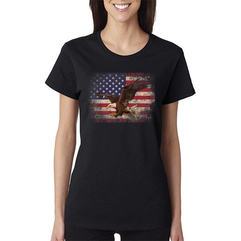 Bald Eagle 4Th Of July Christmas Gift American Flag Country Women T-Shirt