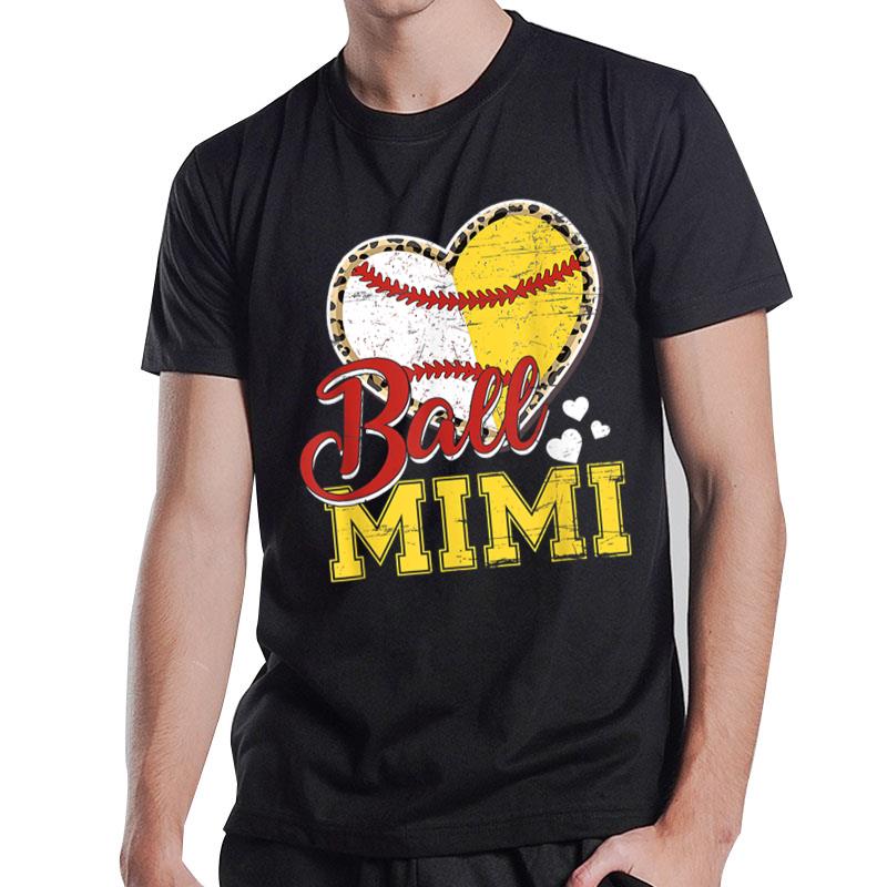 Ball Mom Baseball Softball Mimi Team Sports T-Shirt