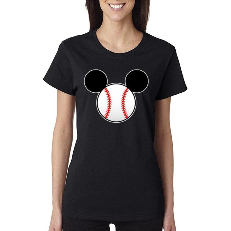 Baseball Head Mickey Mouse Women T-Shirt