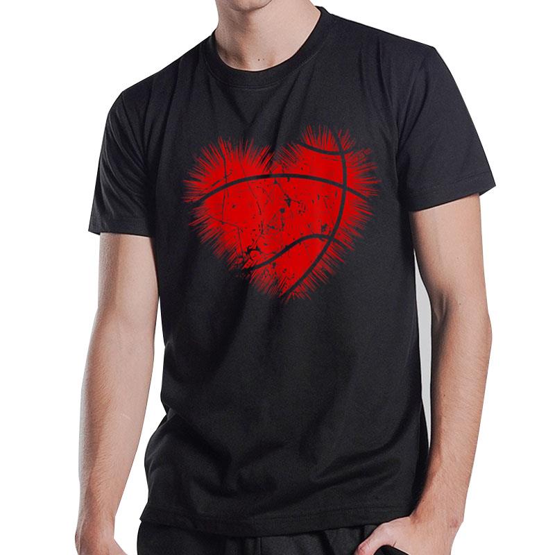 Basketball Heart Men  Valentines Day T-Shirt