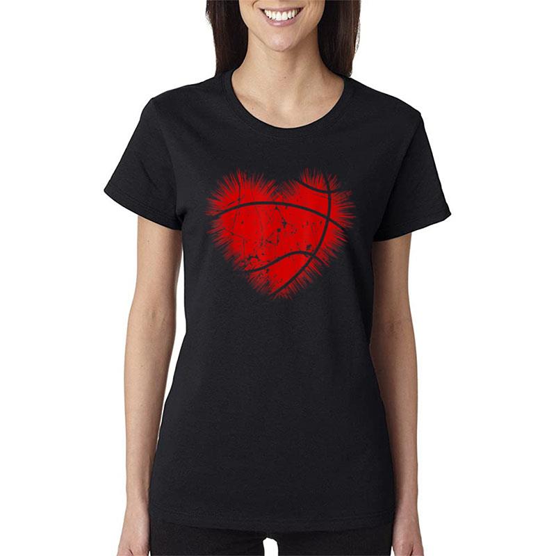 Basketball Heart Men  Valentines Day Women T-Shirt