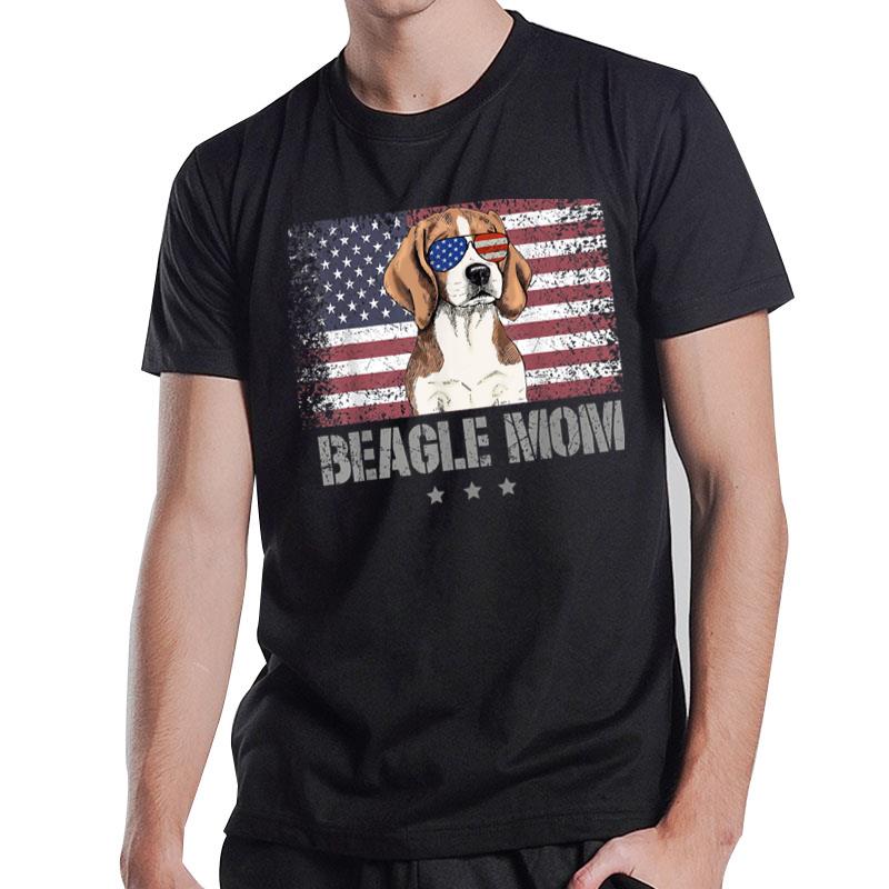 Beagle Mom Retro – USA 4th Of July Sunglass American Flag T-Shirt