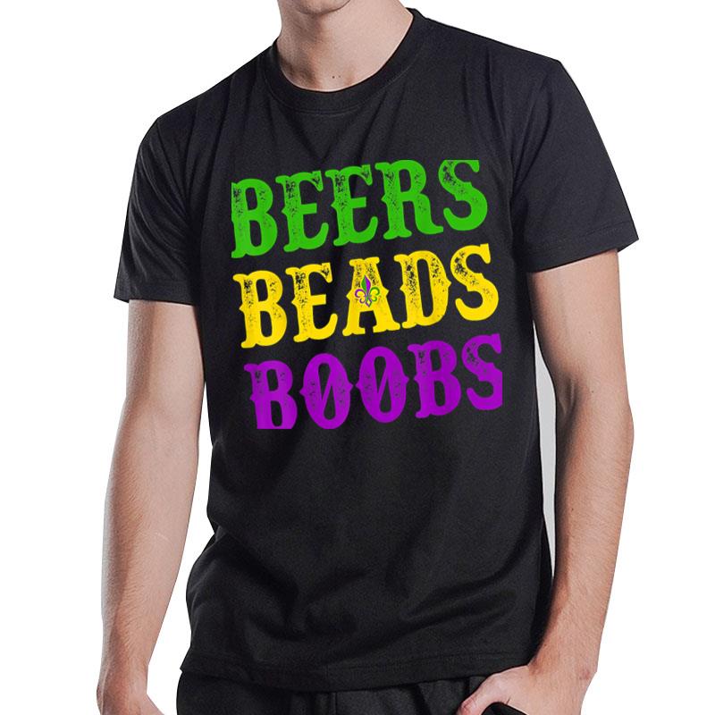 Beer Beads Boobs Funny Mardi Gras Carnivals Festival Holiday T-Shirt