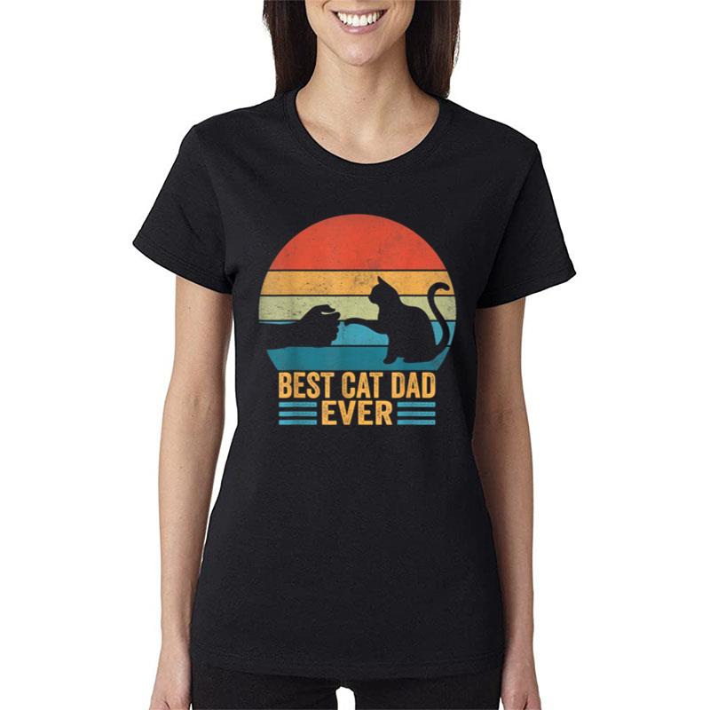 Best Cat Dad Ever Vintage Funny Cat Daddy Fathers Day 2023 Women T-Shirt