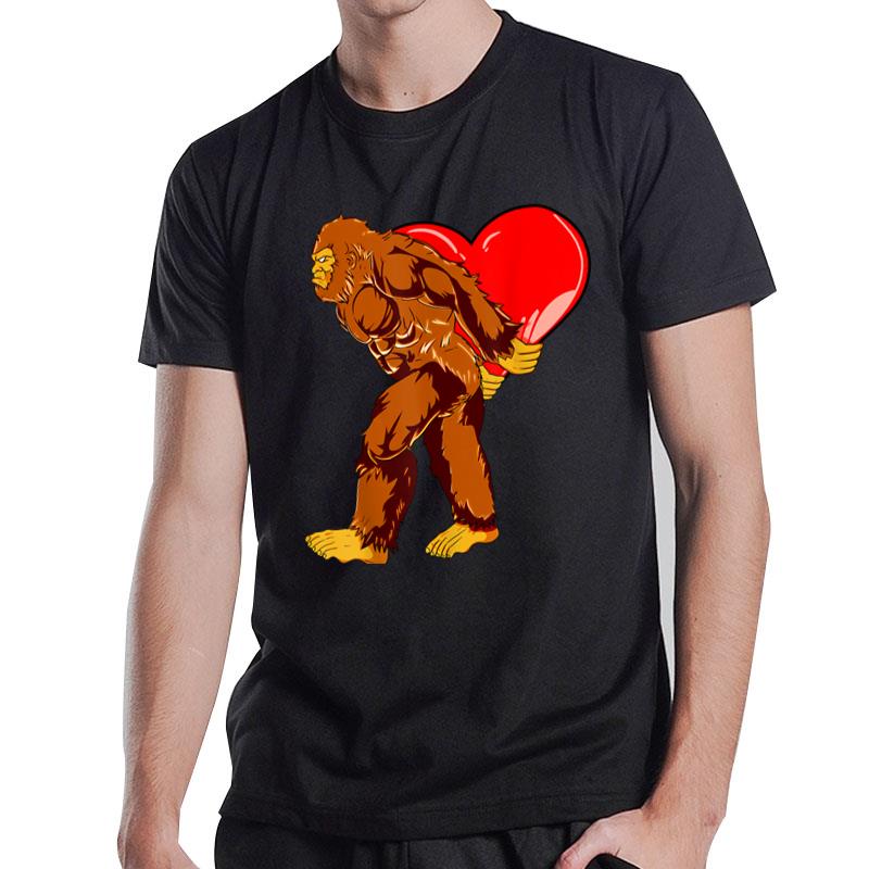 Bigfoot Valentines Day Sasquatch Heart Bigfoot Lovers T-Shirt