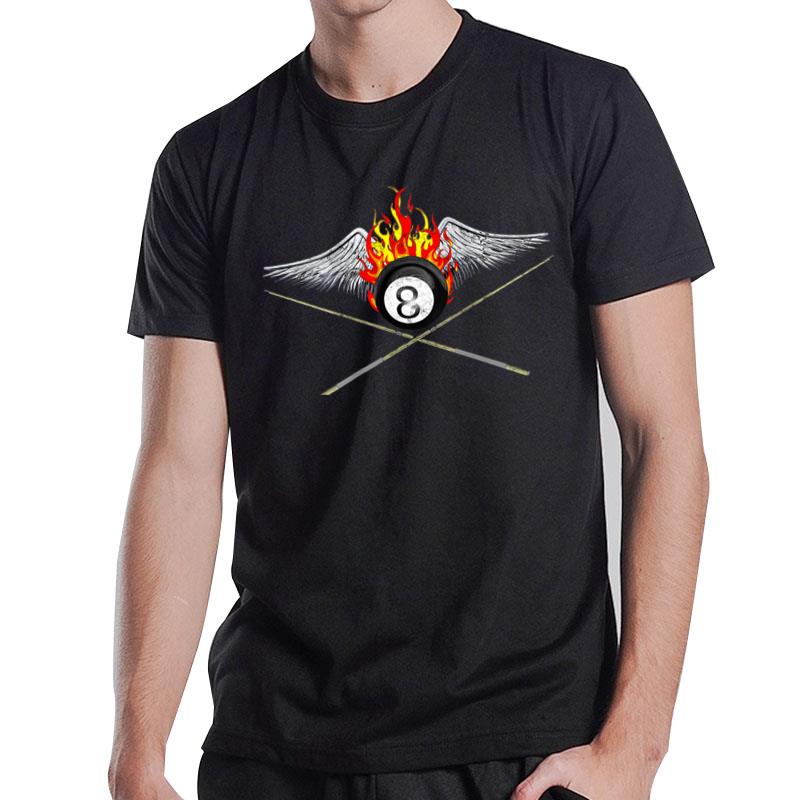 Billiards Player And Flaming 8 Ball T-Shirt