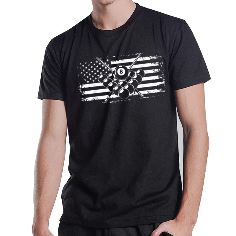 Billiards Pool Billiards American Flag Gift T-Shirt