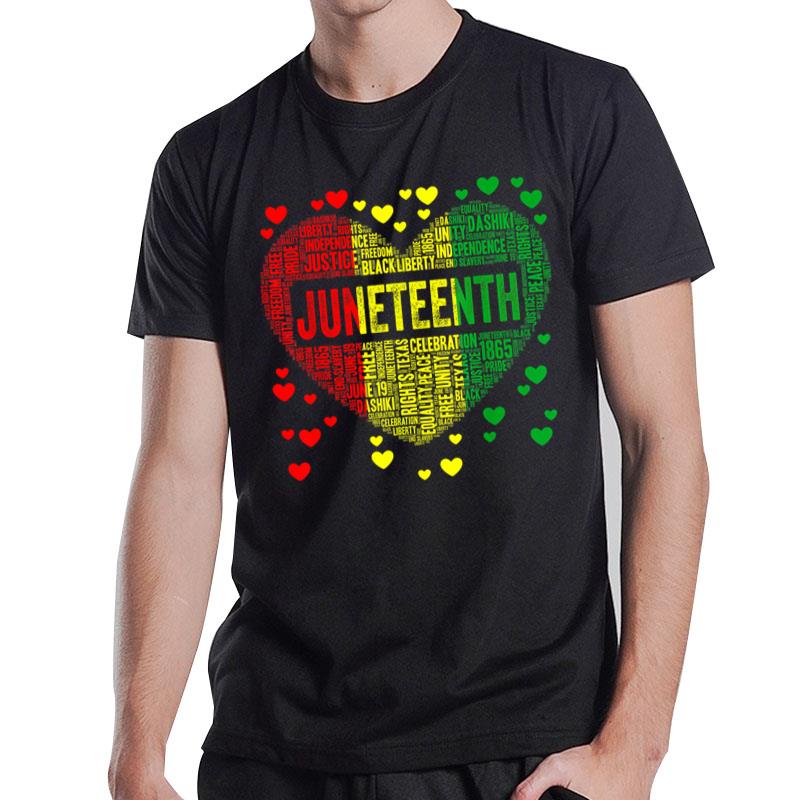 Black History Heart Juneteenth Melanin African American T-Shirt