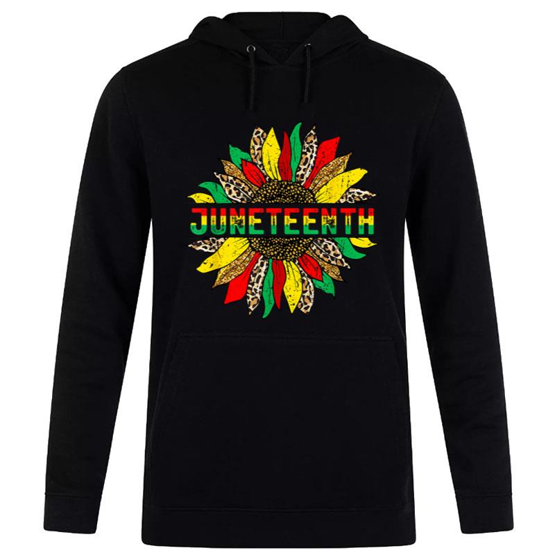 Black History Month Tee Africa Flag Map Sunflower Juneteenth Hoodie