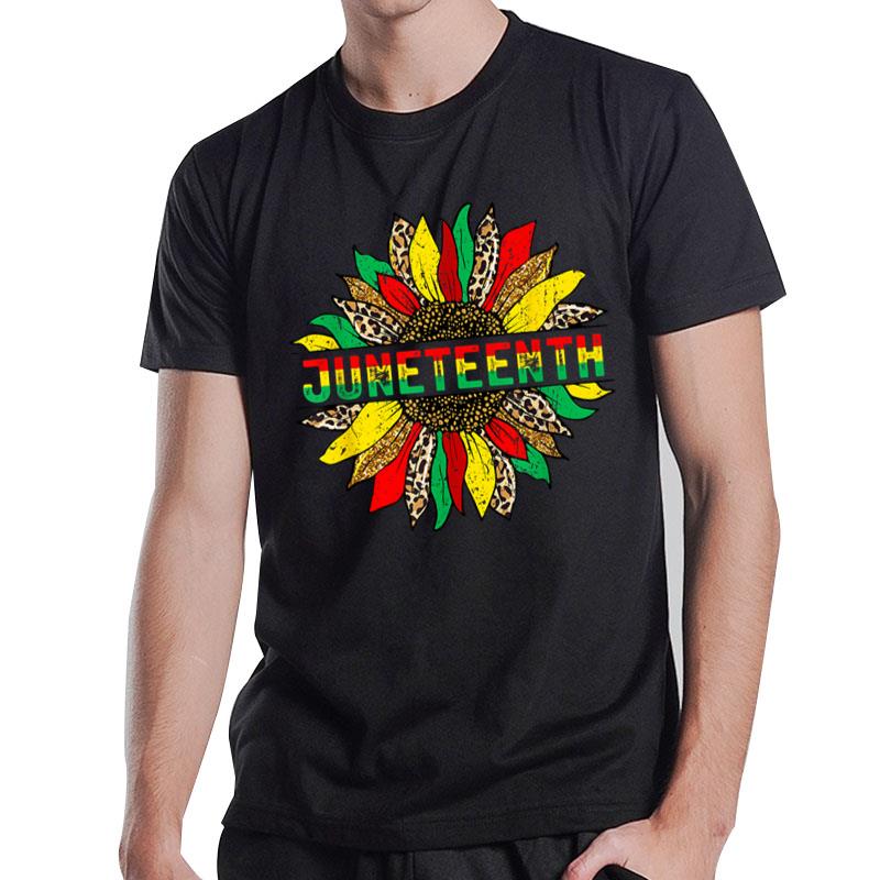 Black History Month Tee Africa Flag Map Sunflower Juneteenth T-Shirt