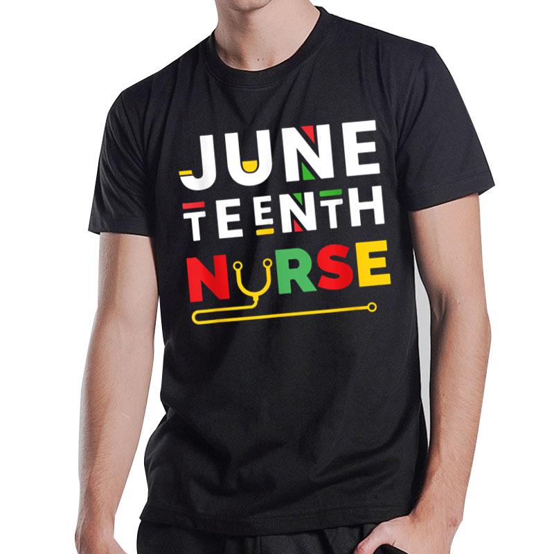 Black Man Nurse Afro 1865 Juneteenth Black History Month T-Shirt