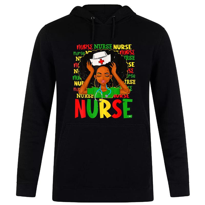 Black Man Nurse Afro Retro Juneteenth Black History Month Hoodie