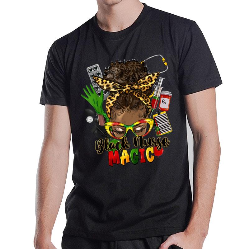 Black Nurse Afro Magic Melanin Black History Juneteenth T-Shirt