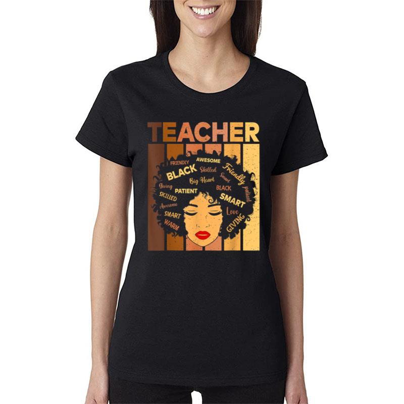 Black Woman Teacher Black History Month African Afro Vintage Women T-Shirt