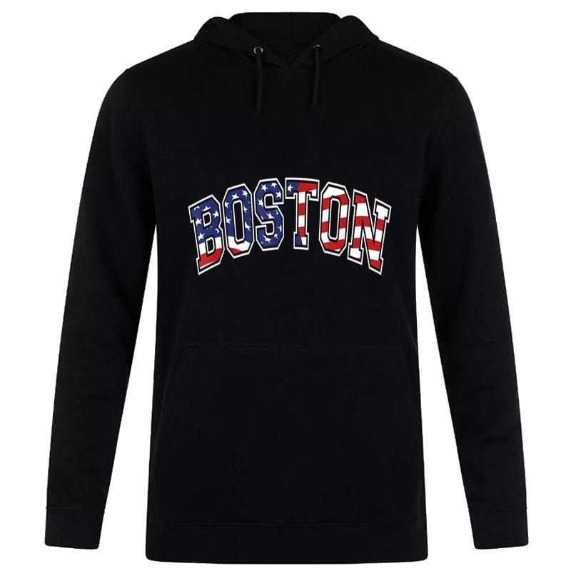 Boston Varsity Style Stars and Stripes Text Women T-Shirt