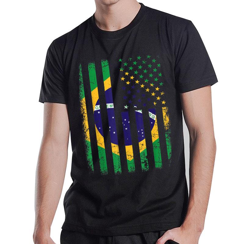 Brazilian American Flag Brazilian Roots Brazil America T-Shirt