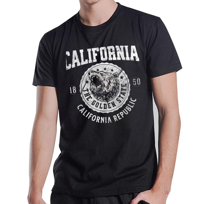 California Golden State Retro California Republic Bear Head T-Shirt