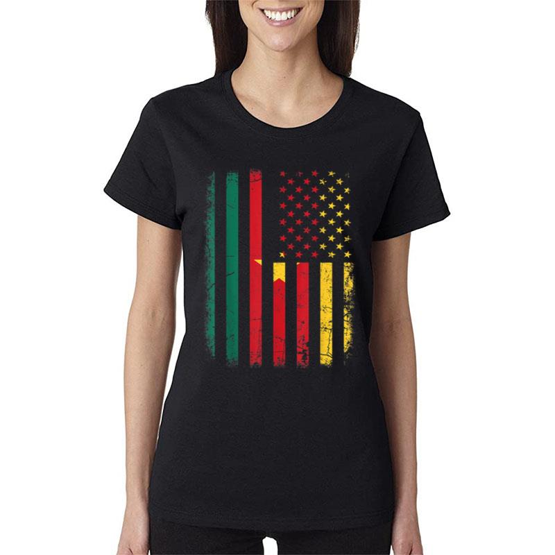 Cameroonian American Flag Cameroonian Roots Cameroon America Women T-Shirt