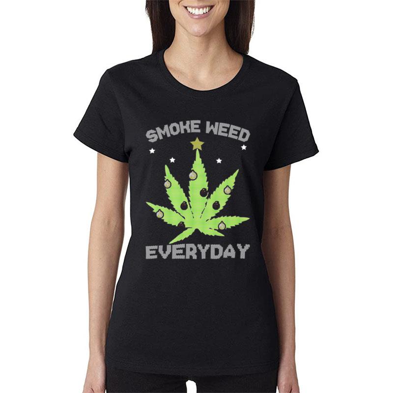 Cannabis Christmas Tree Smoke Weed Everyday Women T-Shirt