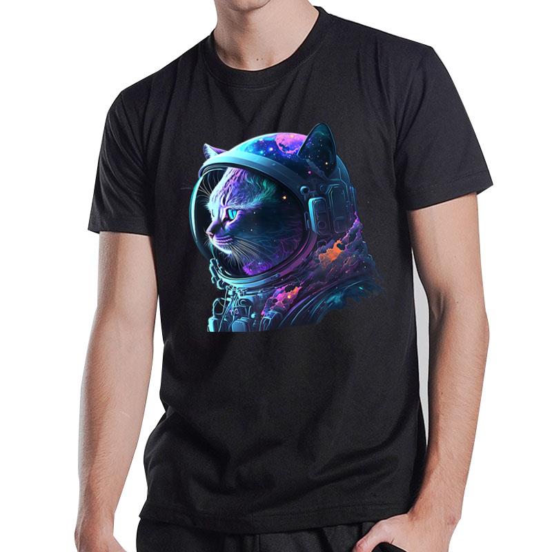 Cat Astronaut In Space Suit And Helmet In The Cosmos Funny T-Shirt