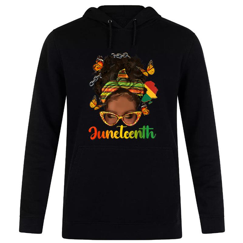 Celebrate Juneteenth Afro Messy Bun Black Melanin Hoodie