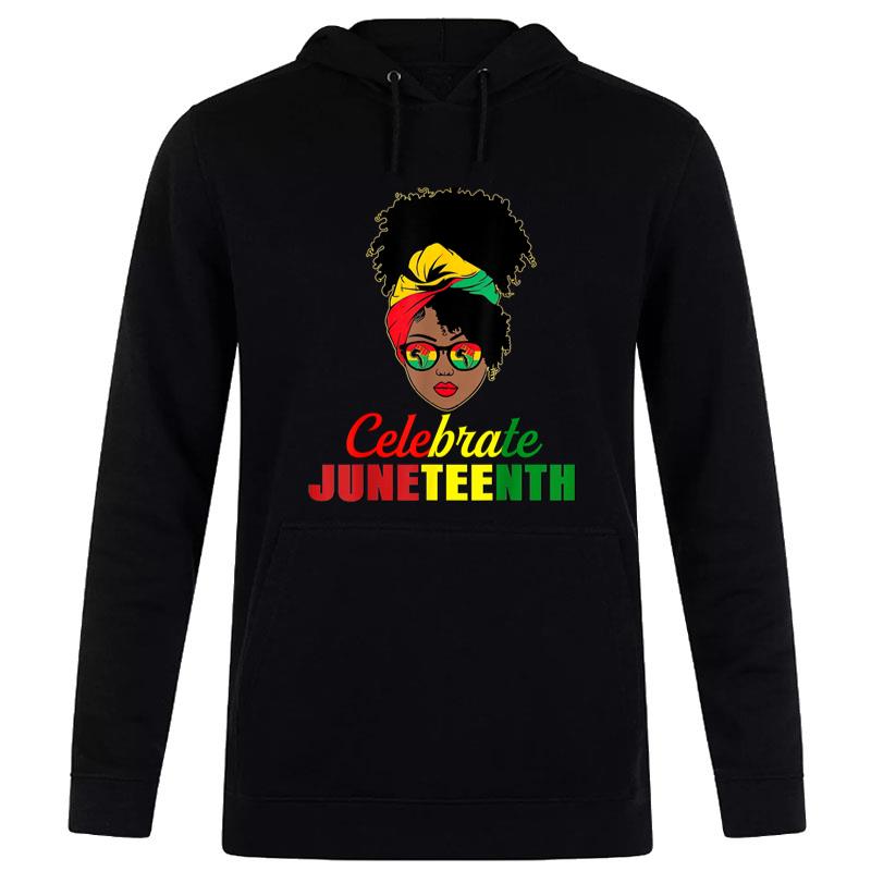 Celebrate Juneteenth Messy Bun Black Melanin Pride Hoodie