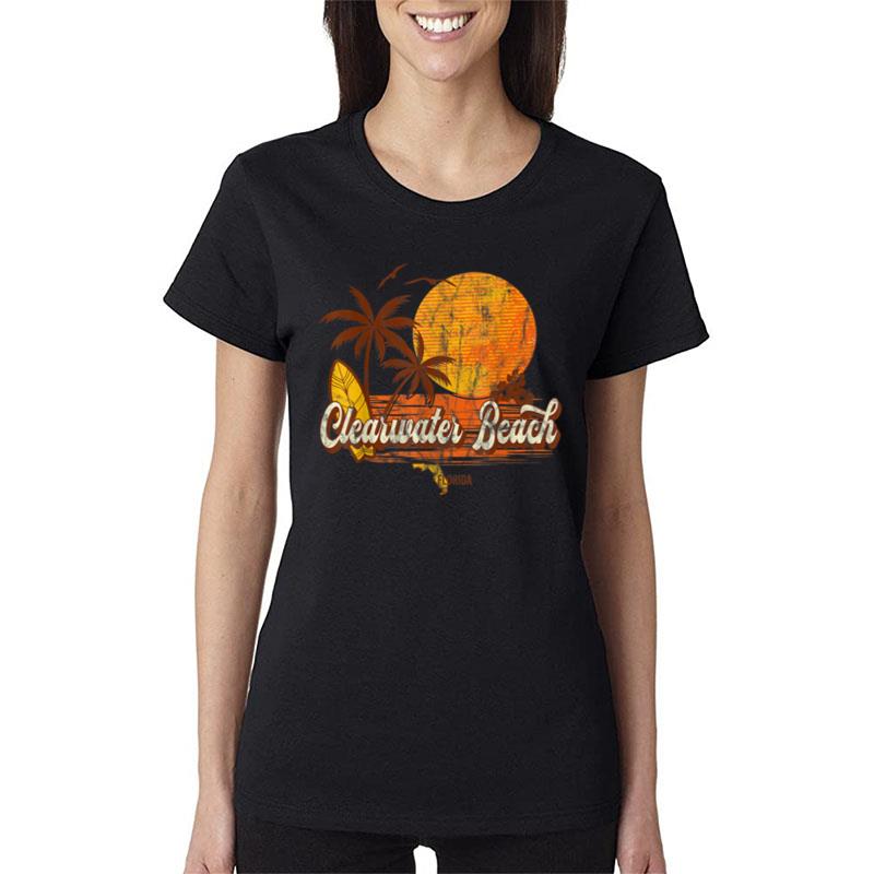 Clearwater Beach Florida Fl Retro Vintage Beach Women T-Shirt