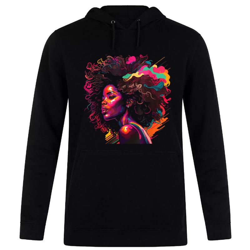 Colorful Art Black Queen Afro Melanin Dripping Juneteenth Hoodie