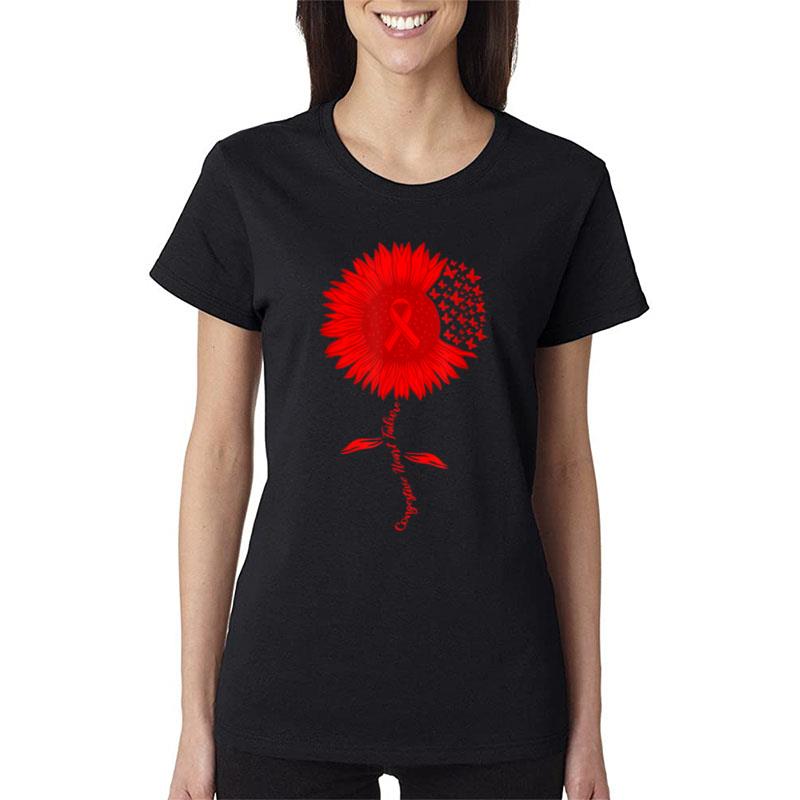 Congestive Heart Failure Warrior Sunflower Heart Disease Women T-Shirt