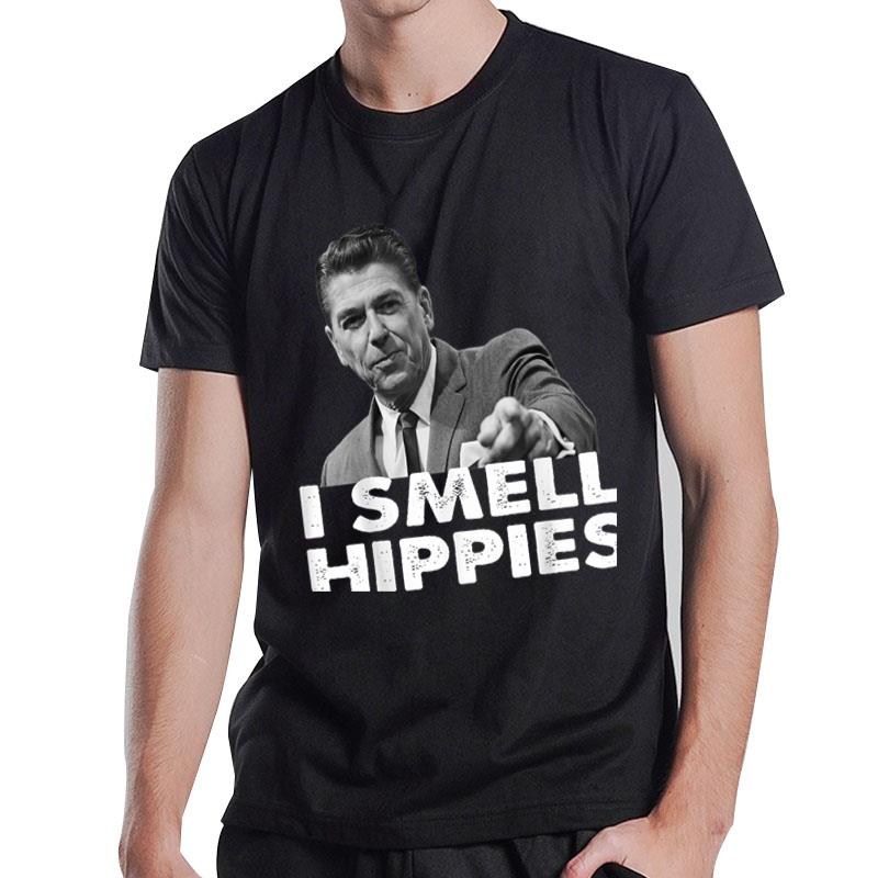 Conservative Merica Ronald Reagan I Smell Hippies T-Shirt