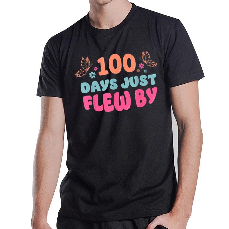 Cool 100 Days Just Flew By Butterfly 100 Days Of School T-Shirt