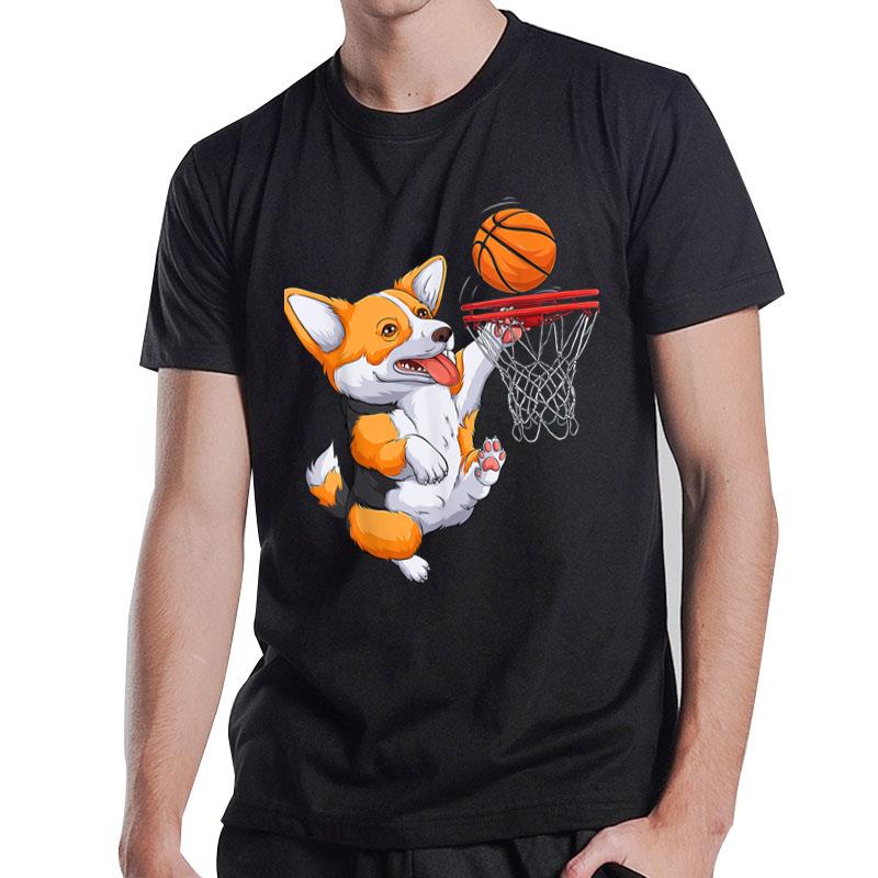 Corgi Puppy Corgi Basketball For Pet Lovers Women Men Kids T-Shirt