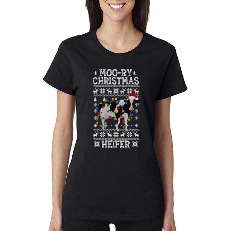 Cow Heifer Merry Ugly Christmas Women T-Shirt